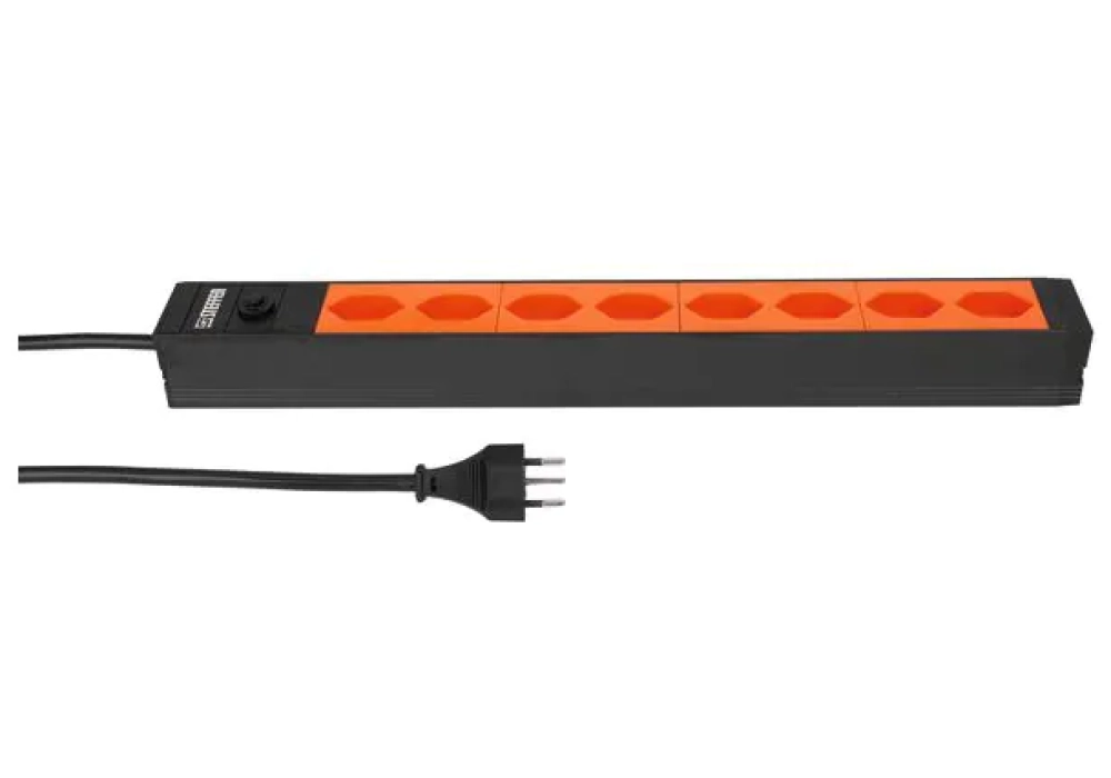STEFFEN Bloc multiprises 19” Alu Modulaire 8x T13 (Noir/orange)