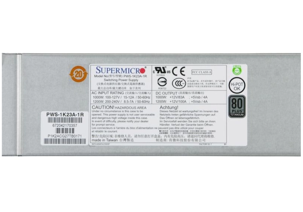 Supermicro PWS-1K23A-1R - 1200 W