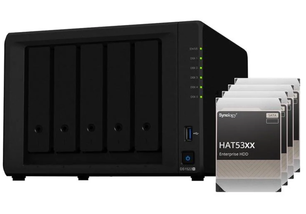 Synology NAS DiskStation DS1522+ 5-bay Synology Enterprise HDD 60 TB -  DS1522+ Syno Ent. HAT53x 60 TB 