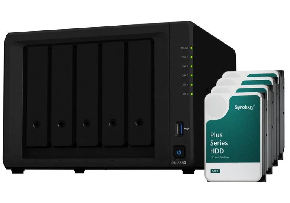 Synology NAS DiskStation DS1522+ 5-bay Synology Plus HDD 20 TB