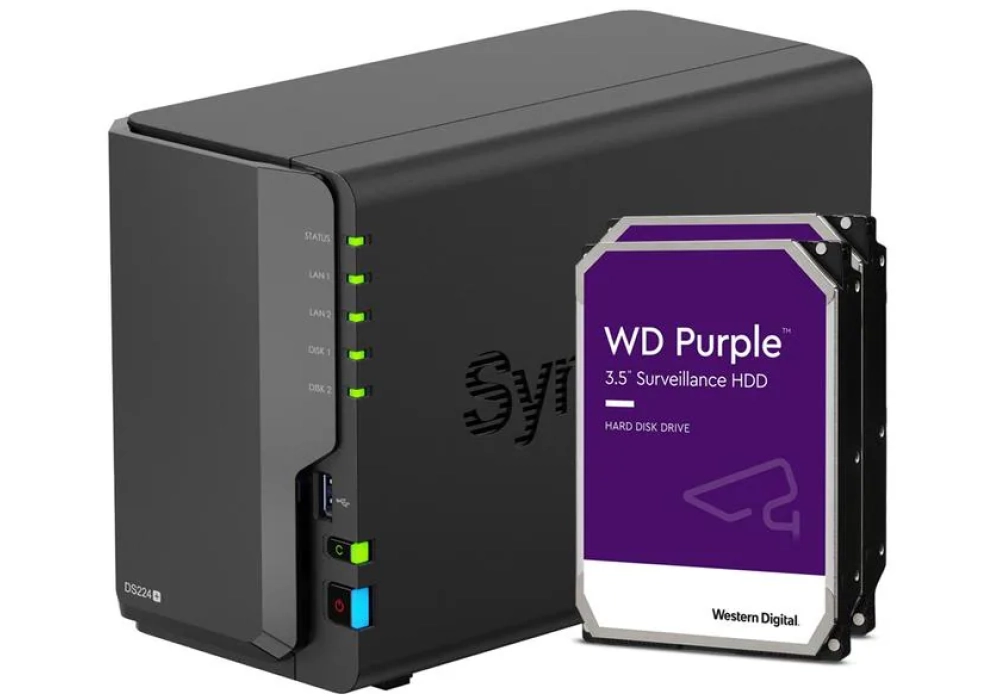 Synology NAS DiskStation DS224+ 2-bay WD Purple 8 TB