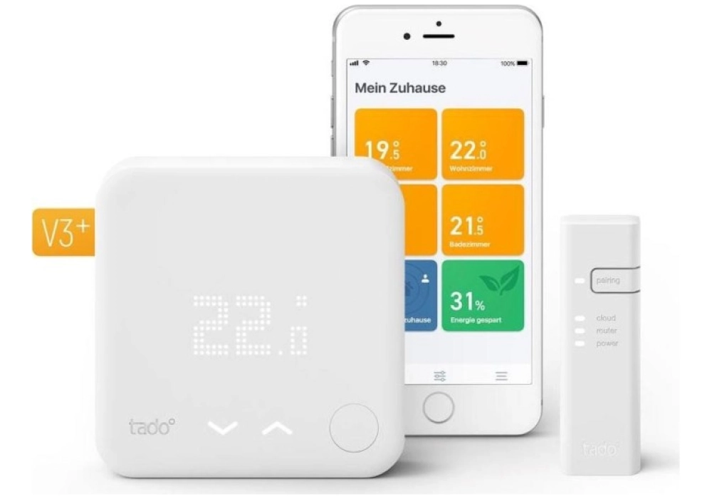 Tado Smart Thermostat - Starter Kit V3+ incl. 1 Bridge - Blanc