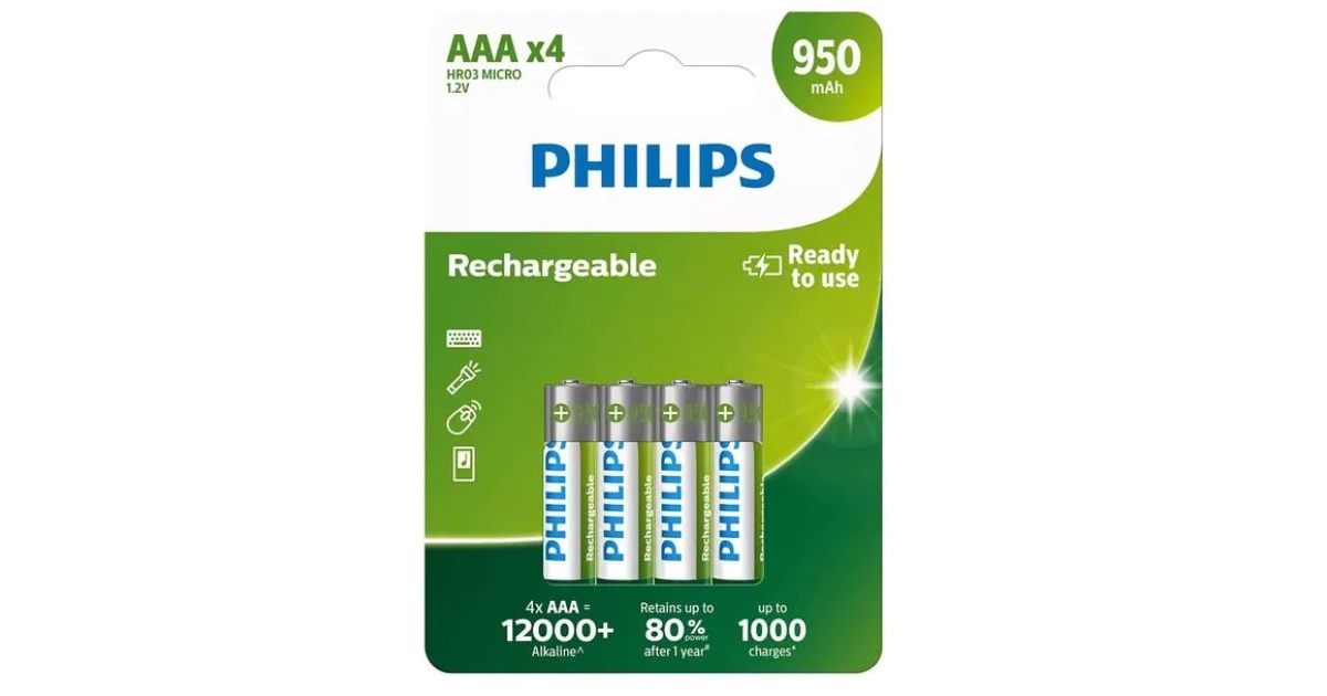 Philips Rechargeable AAA 950 mAh 4 Pièce/s - R03B4A95 