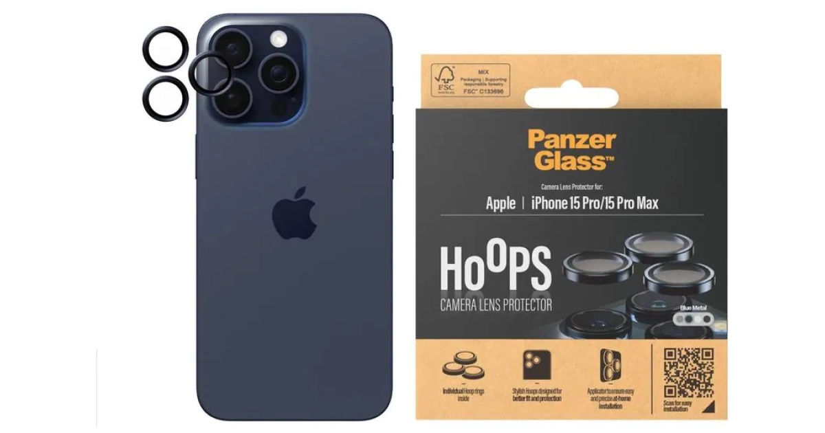 Panzerglass Lens Protector Rings HOOPS iPhone 15 Pro / 15 Pro Max Bleu -  1196 