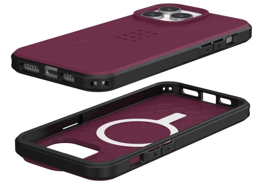 UAG Coque arrière Civilian Case iPhone 15 Pro Max Bordeaux