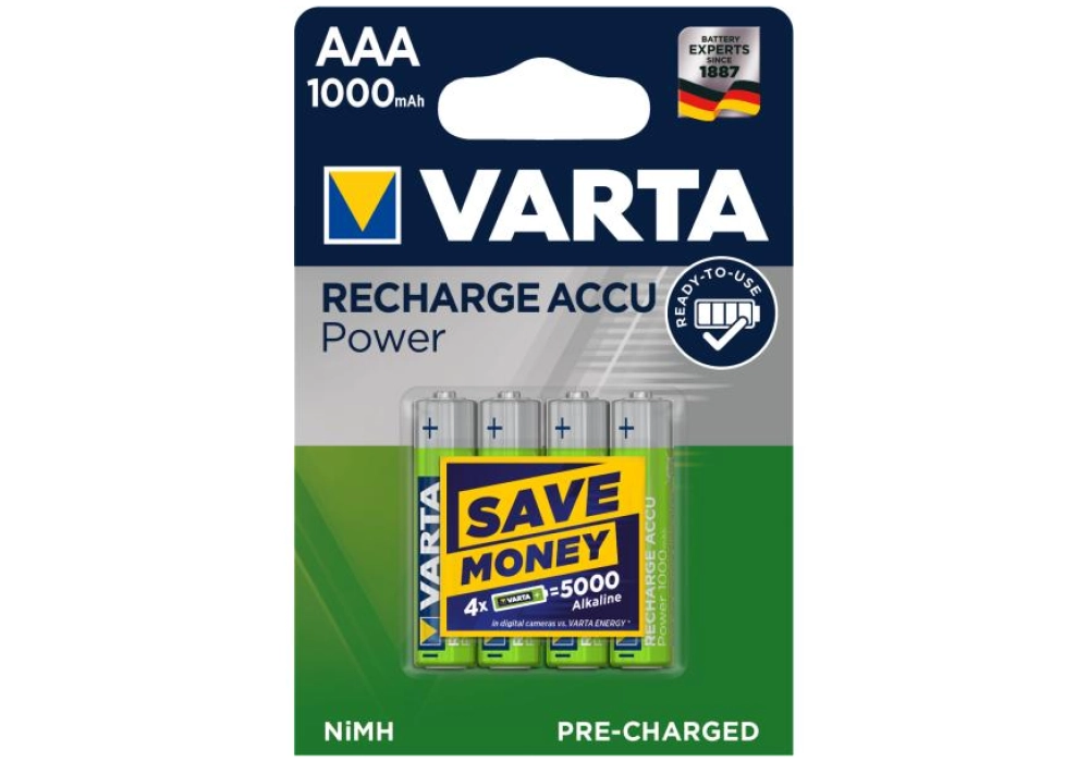Varta Recharge Accu Power 4x AAA 1000 mAh