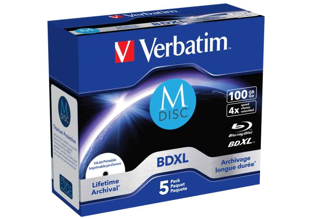 Verbatim Blu-ray M-Disc BD-R 100GB 4x Printable - Pack of 5