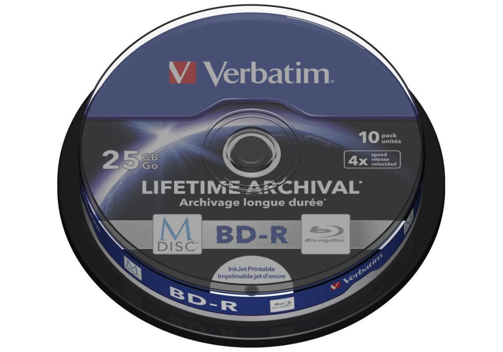 Verbatim Blu-ray M-Disc BD-R 25GB 4x Printable - Pack of 10