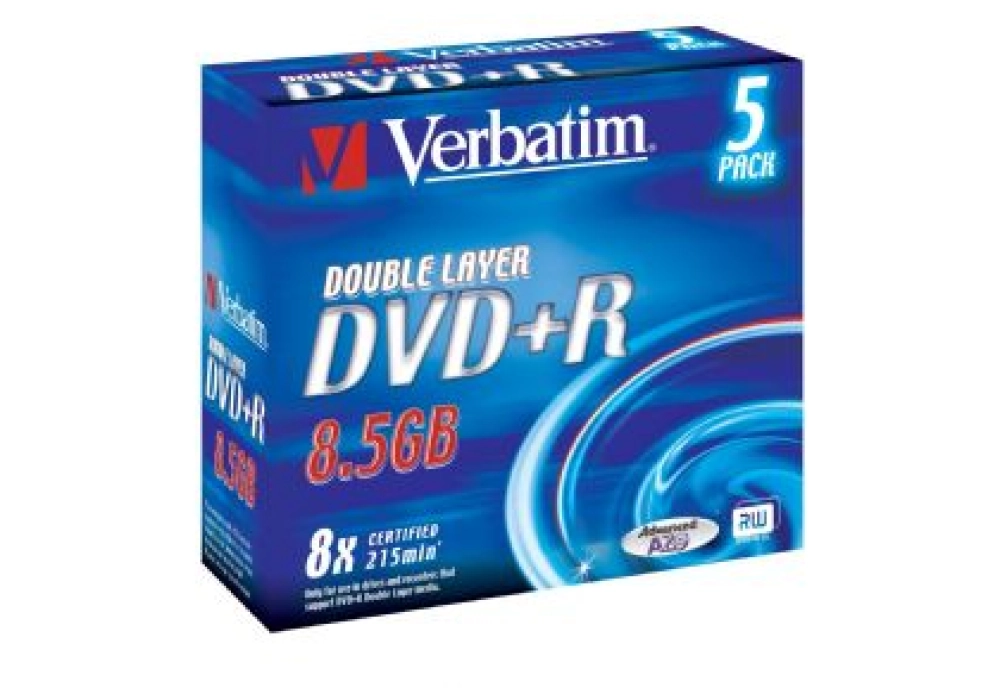 Verbatim DVD+R DL 8.5GB - 8x Certified - Pack of 5