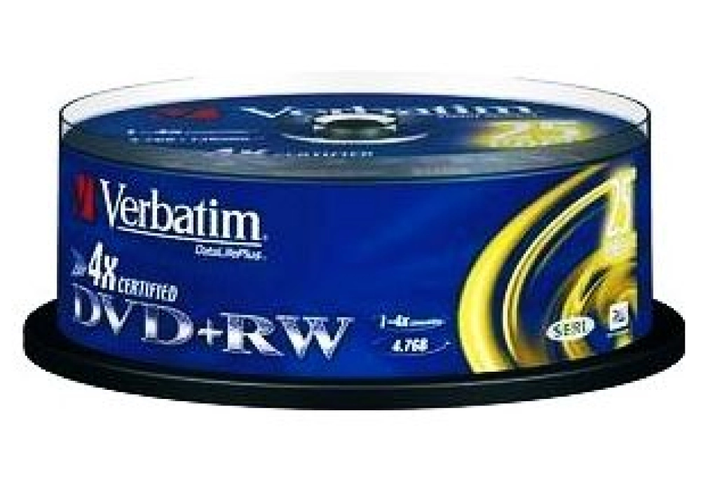Verbatim DVD+RW 4.7GB - 4x Certified - Spindle of 25