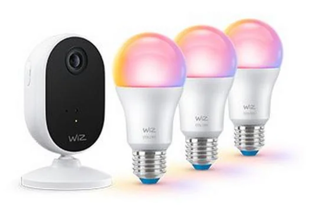 WiZ Caméra de sécurité Indoor WiFi Kit, 3 ampoules E27 incluses